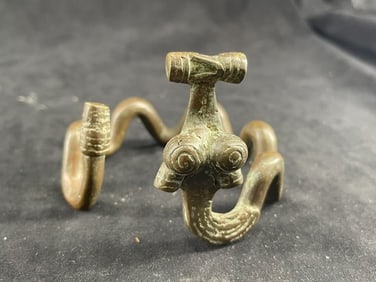 Engraved Brass Bracelet Indian Artifact Arrowhead
