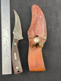 Old Timer Knife Schrade USA Skinning Knife with Leather Scabbard