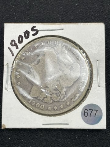 1900 S Morgan Silver Dollar Coin: KEY WORDS: INDIAN ARTIFACT ARTIFACTS ARROWHEAD ARROWHEADS NATIVE AMERICAN MISSISSIPPIAN QUAPAW CADDO POTTERY COINS MORGAN DOLLAR PEACE DOLLAR SILVER COINS Arkansas. Now taking in consignments for pre-
