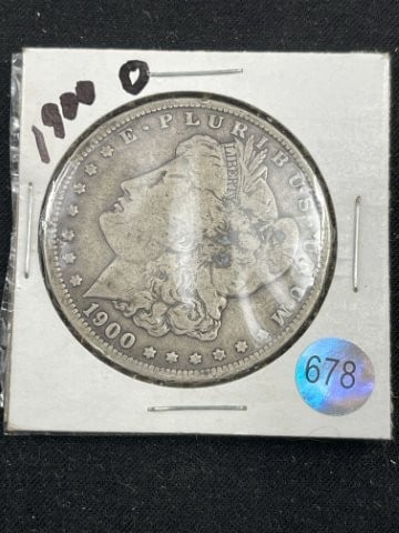 1900 O Morgan Silver Dollar Coin: KEY WORDS: INDIAN ARTIFACT ARTIFACTS ARROWHEAD ARROWHEADS NATIVE AMERICAN MISSISSIPPIAN QUAPAW CADDO POTTERY COINS MORGAN DOLLAR PEACE DOLLAR SILVER COINS Arkansas. Now taking in consignments for pre-