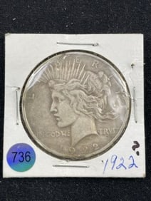 1922 Peace Silver Dollar Coin