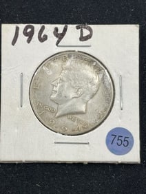 1964 D Kennedy Half Dollar Silver Coin