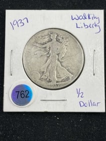1937 Walking Liberty Half Dollar Silver Coin