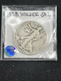 1938 Walking Liberty Half Dollar Silver Coin