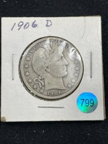 1906 D Barber Half Dollar Coin