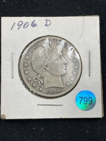 1906 D Barber Half Dollar Coin (1 of 2)