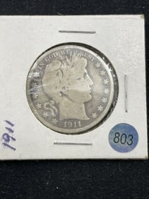 1911 Barber Half Dollar Coin
