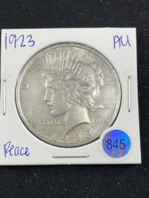 1923 AU Peace Silver Dollar Coin