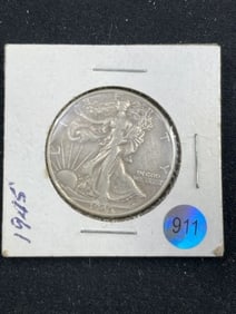 1945 Walking Liberty Half Dollar Silver Coin