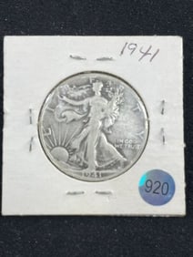 1941 Walking Liberty Half Dollar Silver Coin