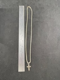 925 Sterling Silver Necklace with Cross Pendant made in Italy
