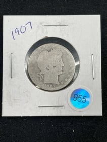 1907 Barber Quarter Dollar Coin