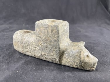 Wolf Effigy Stone Pipe Indian Artifact Arrowhead