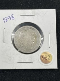 1898 Barber Quarter Dollar Coin