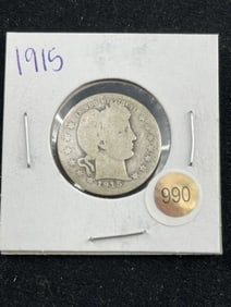 1915 Barber Quarter Dollar Coin