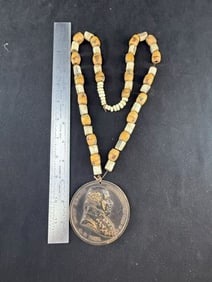 John Adams Peace Metal with Trade Bead Necklace