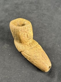 Engraved Stone Pipe Indian Artifact Arrowhead