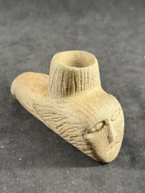 Human Effigy Engraved Stone Pipe Indian Artifact Arrowhead