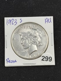 1923 S AU Peace Silver Dollar Coin