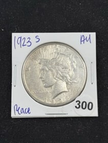 1923 S AU Peace Silver Dollar Coin