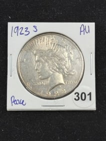 1923 S AU Peace Silver Dollar Coin