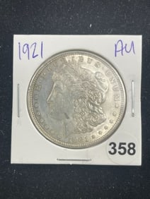 1921 AU Morgan Silver Dollar Coin