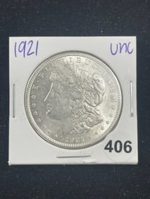 1921 UNC Morgan Silver Dollar Coin