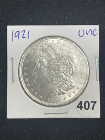 1921 UNC Morgan Silver Dollar Coin