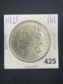 1921 AU Morgan Silver Dollar Coin