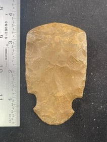 3 & 1/2" Chipped Hoe Indian Artifact Arrowhead