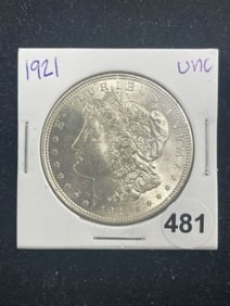 1921 UNC Morgan Silver Dollar Coin