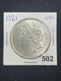 1921 UNC Morgan Silver Dollar Coin