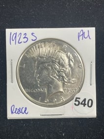 1923 S AU Peace Silver Dollar Coin