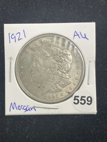 1921 AU Morgan Silver Dollar Coin