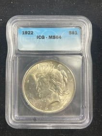 1922 MS64 Peace Silver Dollar Coin