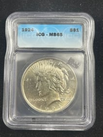 1924 MS65 Peace Silver Dollar Coin