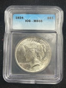 1924 MS65 Peace Silver Dollar Coin