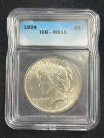 1924 MS65 Peace Silver Dollar Coin