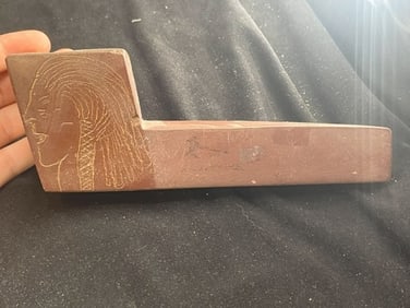 Catlinite Engraved Pipe Indian Artifact Arrowhead