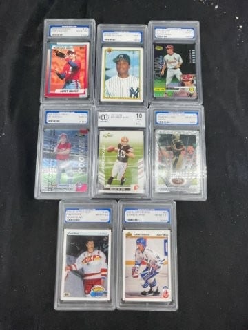Group of 8 Graded Football, Baseball, & Hockey Cards (1 of 2)