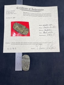 Miniature Axe with Thomas Matthews COA from Franklin County, Ohio Indian Artifact Arrowhead