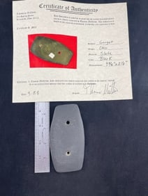 Gorget with Thomas Matthews COA from Ohio Indian Artifact Arrowhead