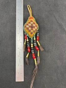 Beaded Turtle Effigy Fetish Indian Artifact Arrowhead