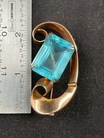 Beautiful Coro Sterling Pin with Beautiful Blue Stone