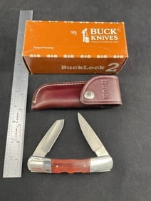 Buck Knife with Leather Case in Box