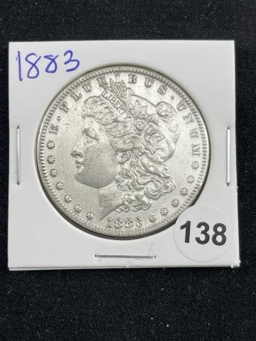 1883 Morgan Silver Dollar Coin: KEY WORDS: INDIAN ARTIFACT ARTIFACTS ARROWHEAD ARROWHEADS NATIVE AMERICAN MISSISSIPPIAN QUAPAW CADDO POTTERY COINS MORGAN DOLLAR PEACE DOLLAR SILVER COINS Arkansas. Now taking in consignments for pre-