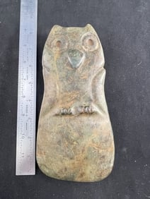 Pre-Columbian Owl Effigy Stone Celt