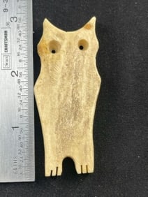 Owl Effigy Bone Pendant Indian Artifact Arrowhead