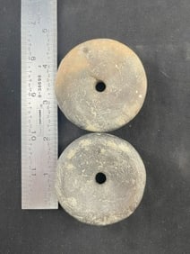 Pair of Pottery Ear Spools Indian Artifact Arrowhead
