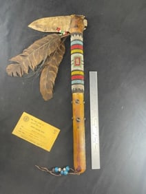Chipped Stone War Club from Kansas, ex - Drake Collection with Museum Card Indian Artifact Arrowhead